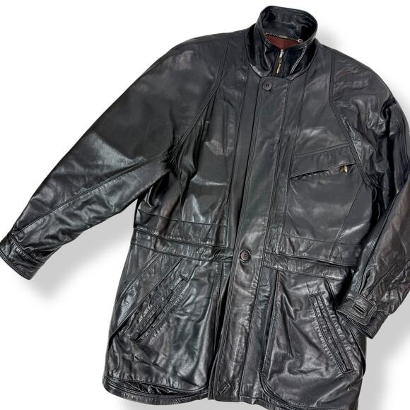 Vintage Other - 1980's Designer Men's black lamb leather jacket by COLLEZIONESA MAPPE MONDE